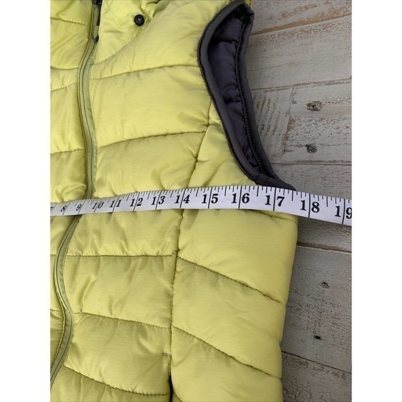 Tangerine‎ Vest Womens Small Lime Green Yellow Puffer w Hood Full Zip w Pockets - Picture 4 of 9